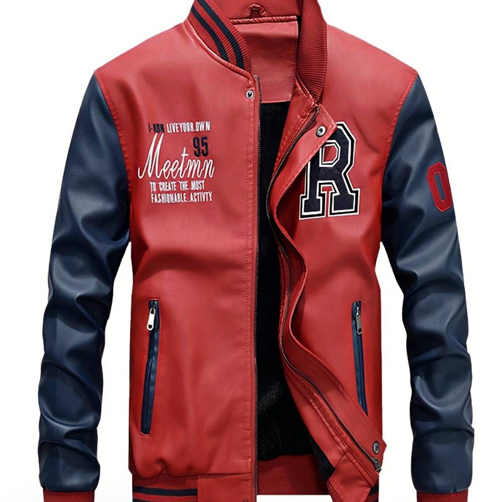 SOLD‼️ Faux leather Varsity Jacket